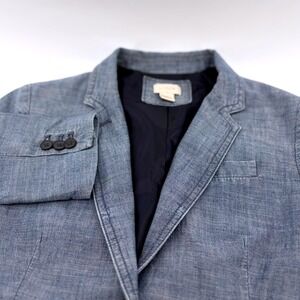 J Crew Women's Blue Cotton Jean Chambray Blazer Jacket Size‎ 4